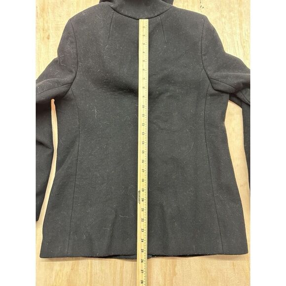 Babaton Coat Wool Cashmere Sz Large Hood Black Soft Button Up Trench - Picture 6 of 6